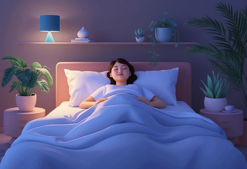 a woman sleeping in bed