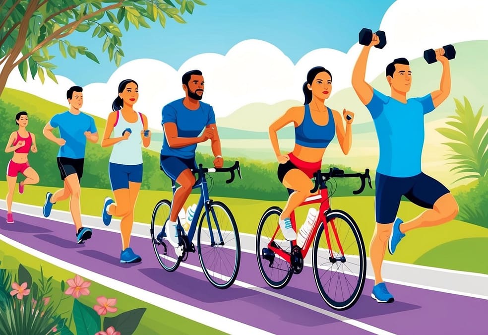 a group of people on bicycles