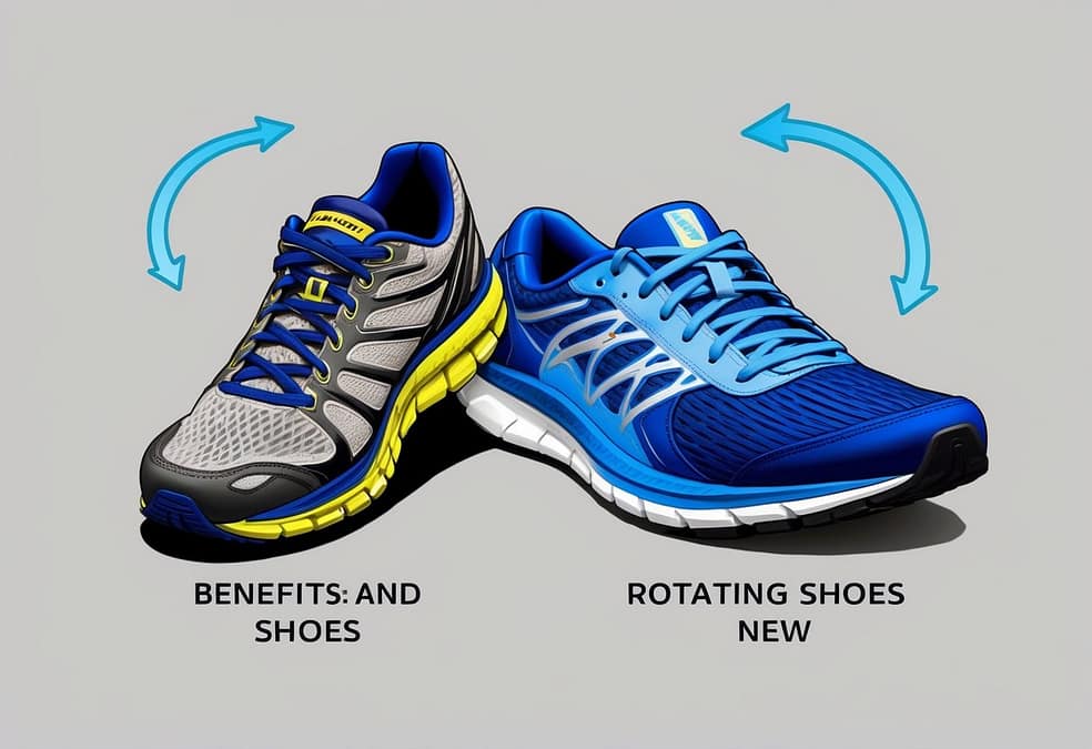 a pair of blue and yellow running shoes