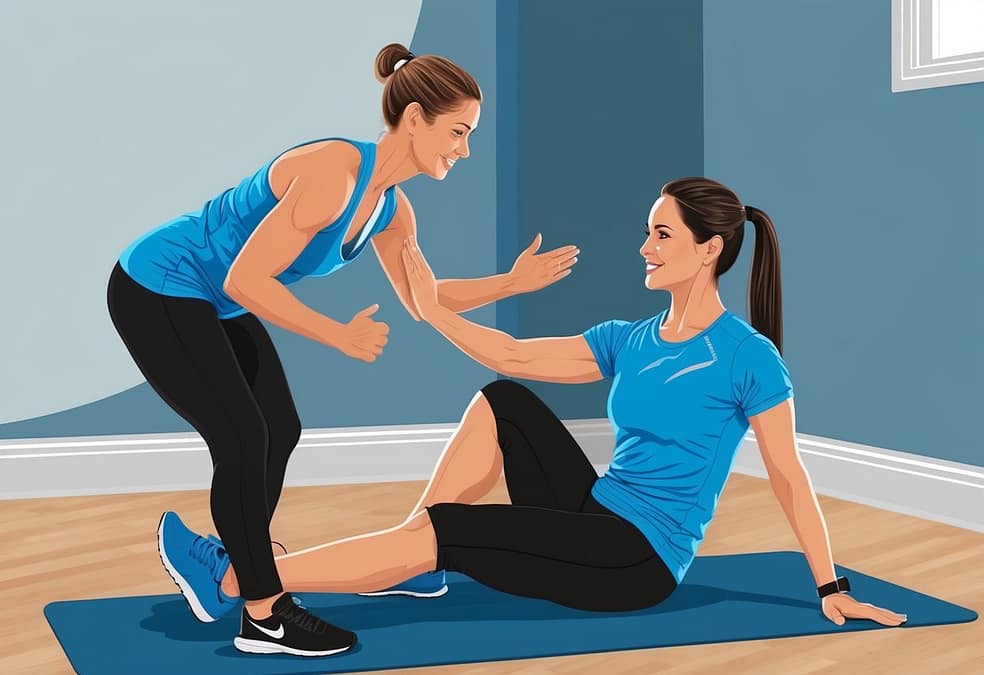 a woman doing sit ups with another woman
