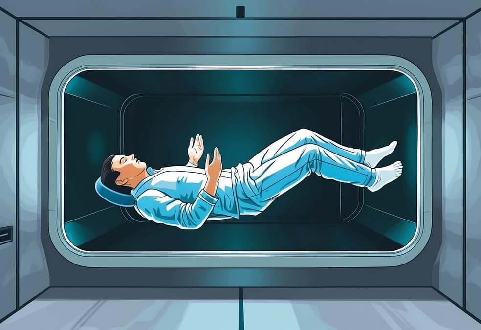 a man lying in a room
