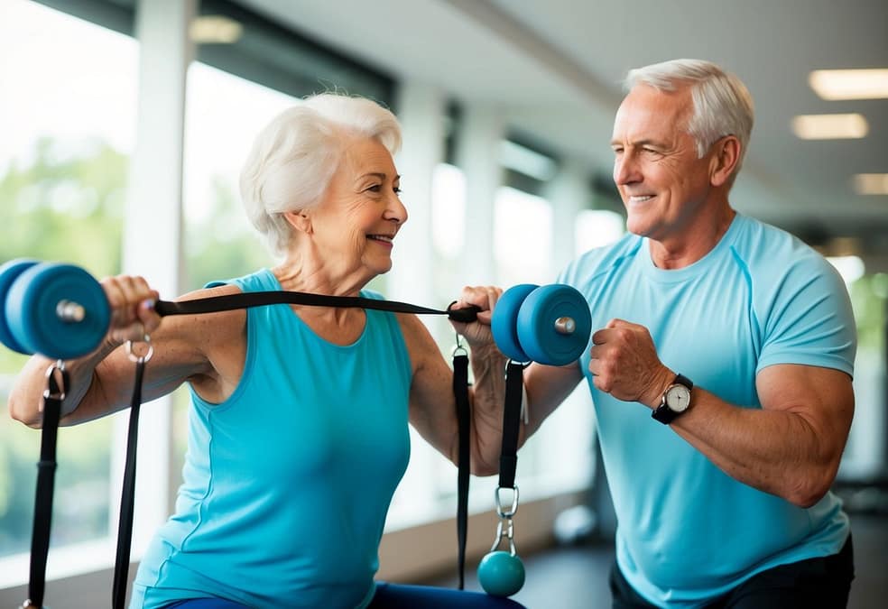 Personal Trainer for Seniors | a man and woman working out with weights
