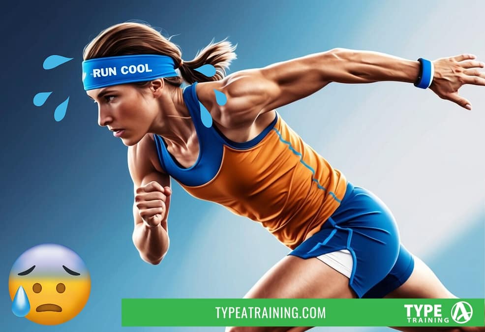 a woman running with a blue headband