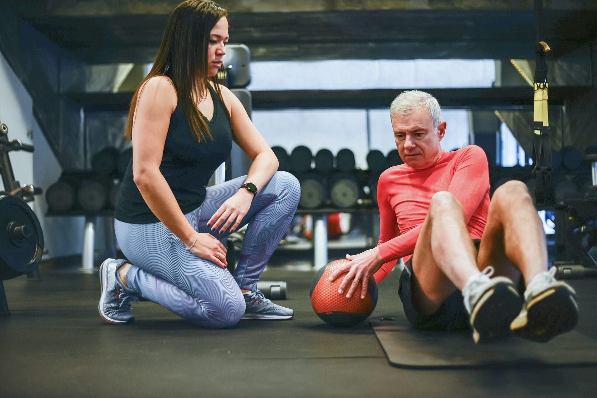 a group of people in a gym