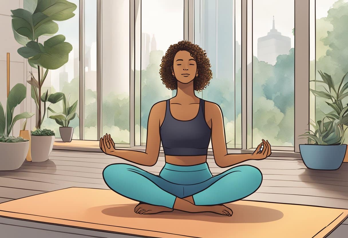 Mind-Body Connection and Stress Management, female doing yoga breath after a run