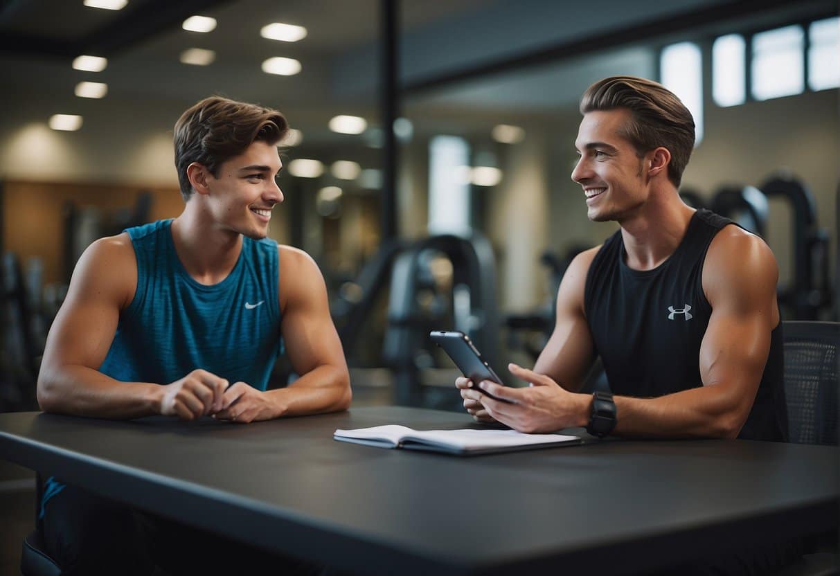 A teenager and a personal trainer discussing budget and costs