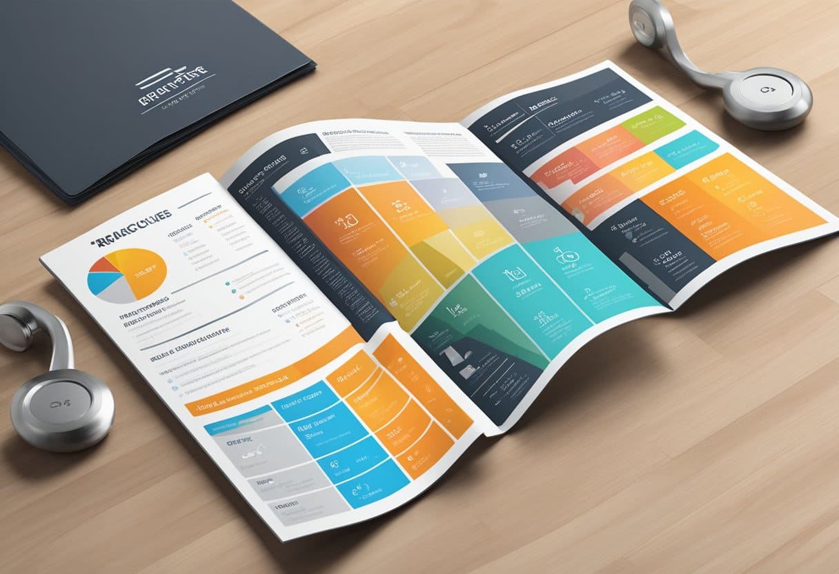 A gym brochure lies open on a sleek counter, highlighting amenities and services. A price chart and list of factors to consider are displayed prominently