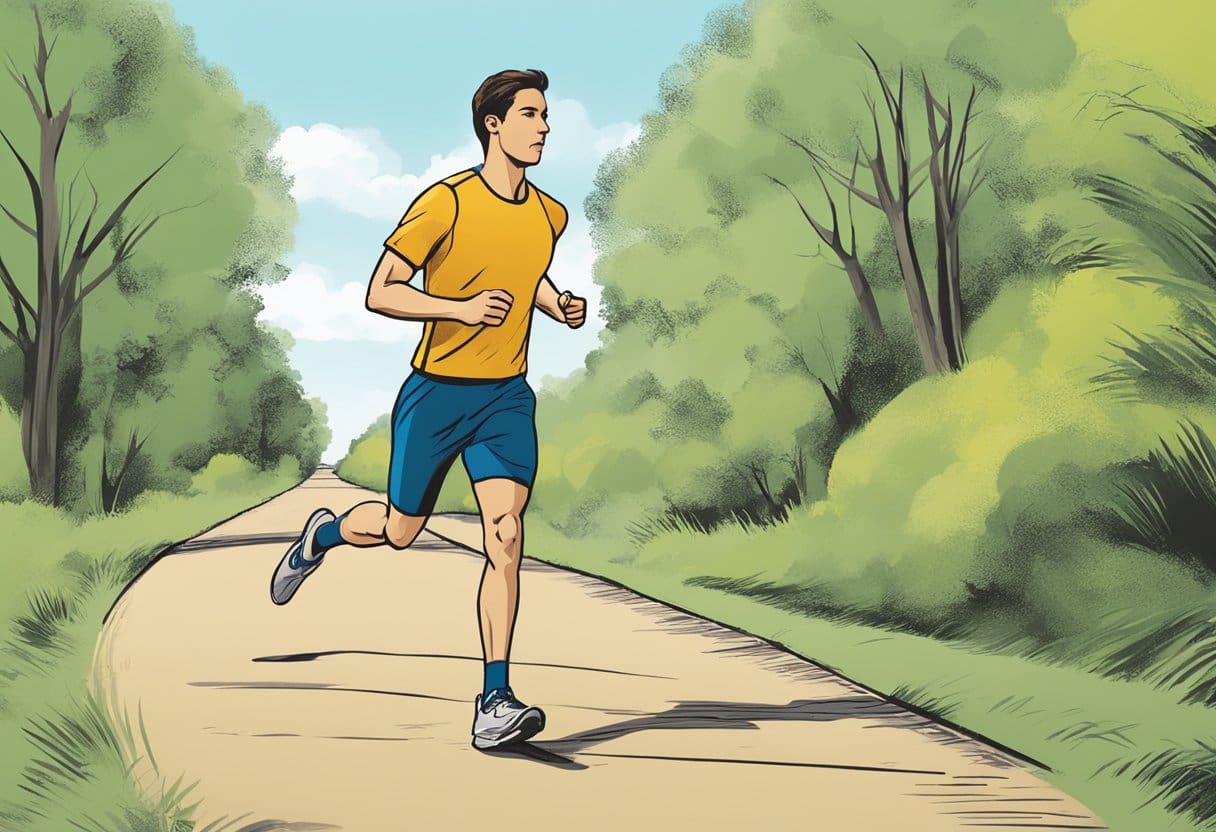 a man running on a road