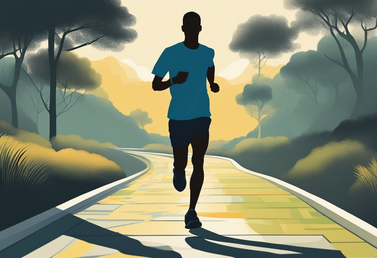 A runner's silhouette on a path, with a scale from 1-10 representing perceived exertion, and a guide on how to use it
