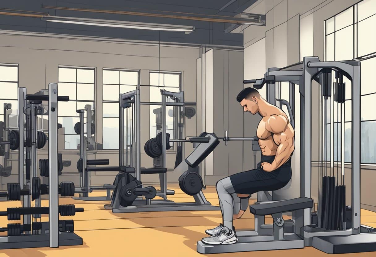 A person lifts free weights, showing the range of motion and muscle engagement, while machines sit unused in the background