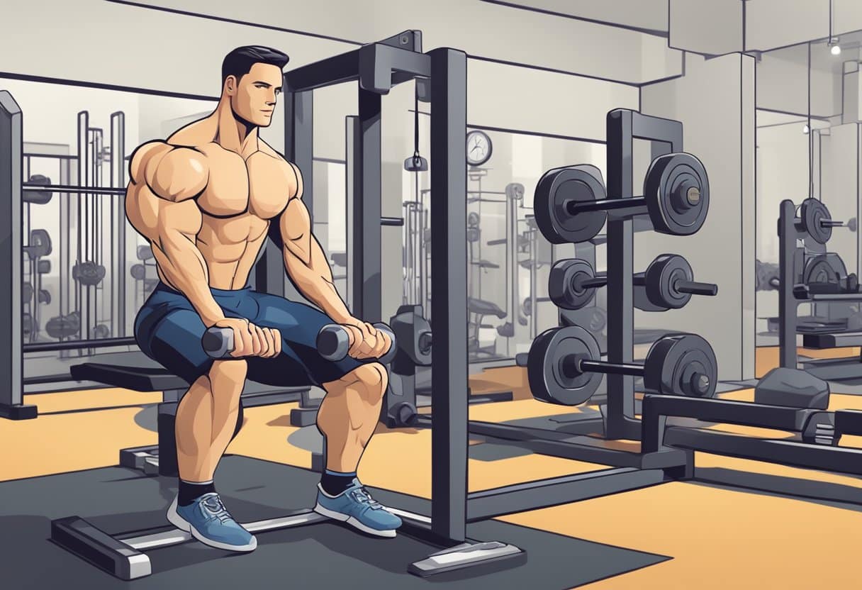 A person lifting free weights with proper form, showing muscles engaged. Machines sit unused in the background, highlighting the versatility and functional benefits of free weights