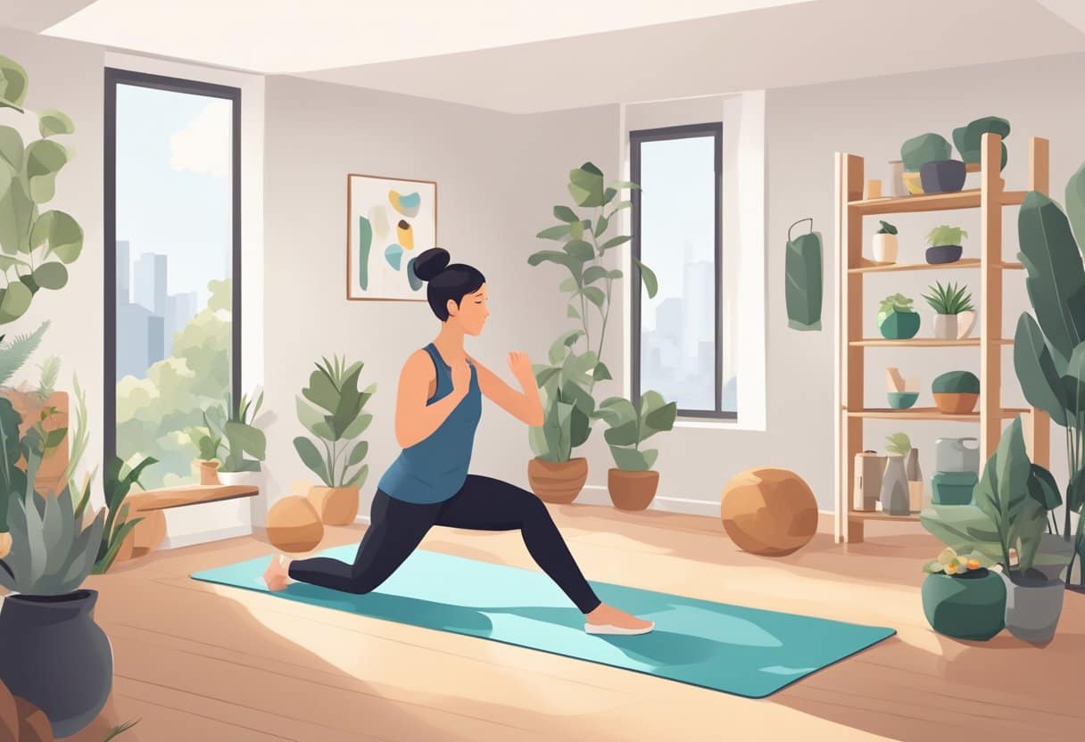 a woman doing yoga in a room