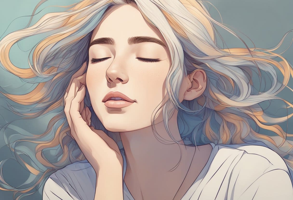 A person experiencing a sense of euphoria and relaxation, with a release of tension and increased feelings of intimacy and connection