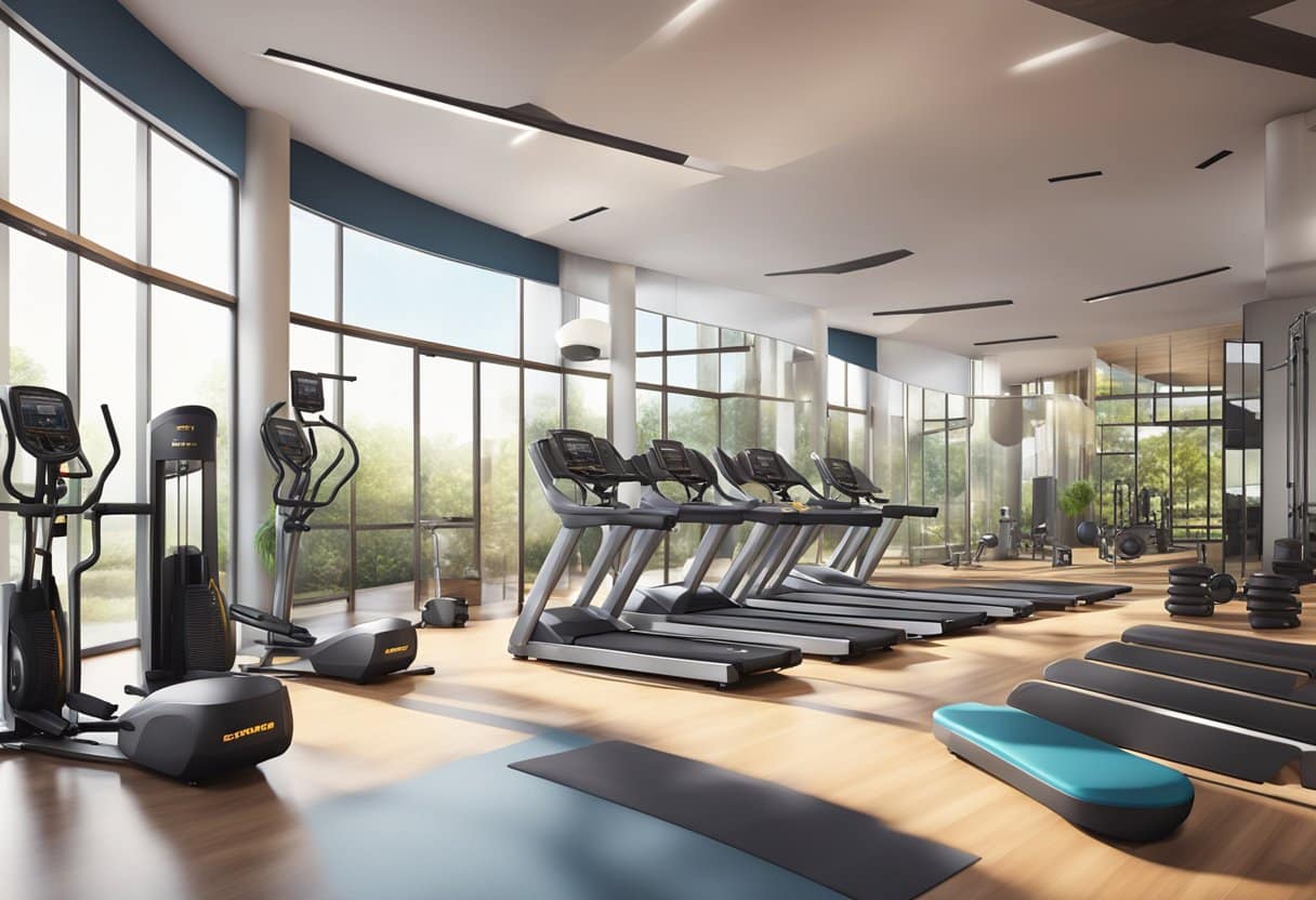 A vibrant gym setting with modern equipment and a serene atmosphere, showcasing the benefits of Equinox