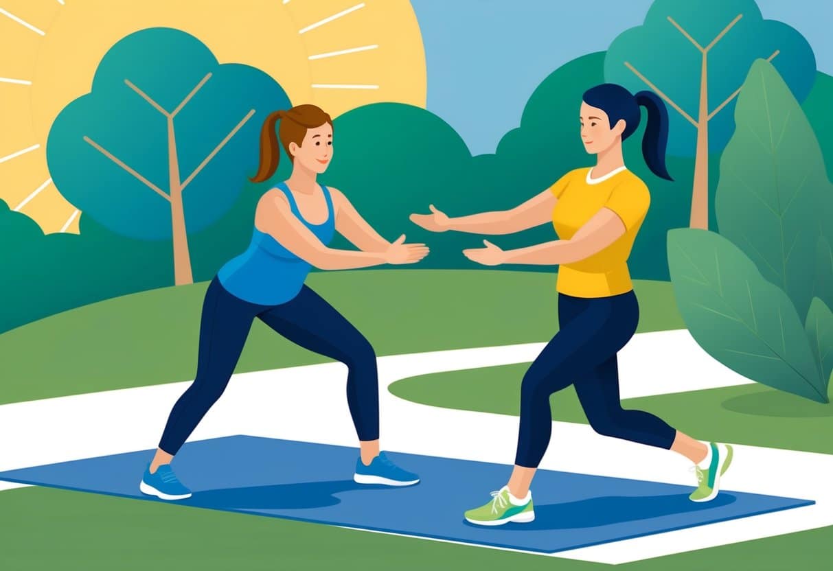 a woman doing yoga outside