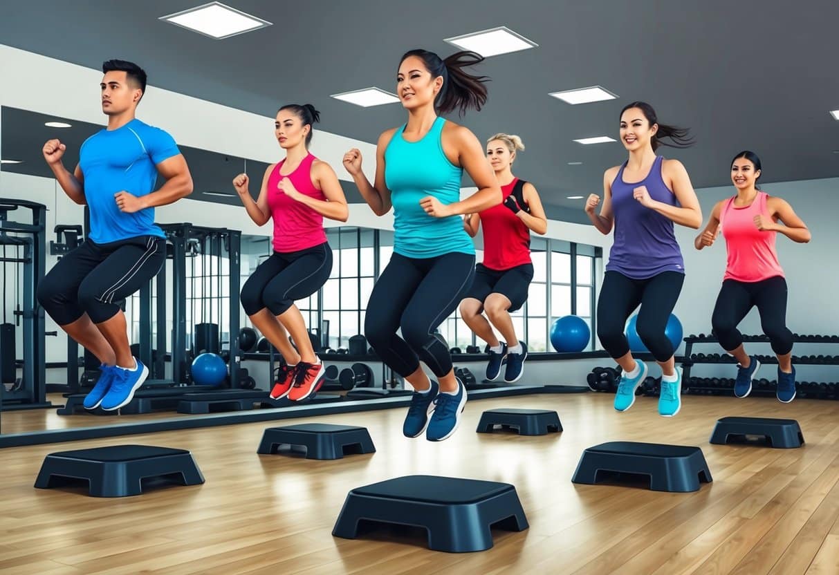 Group of people working out doing Jump Training Exercises