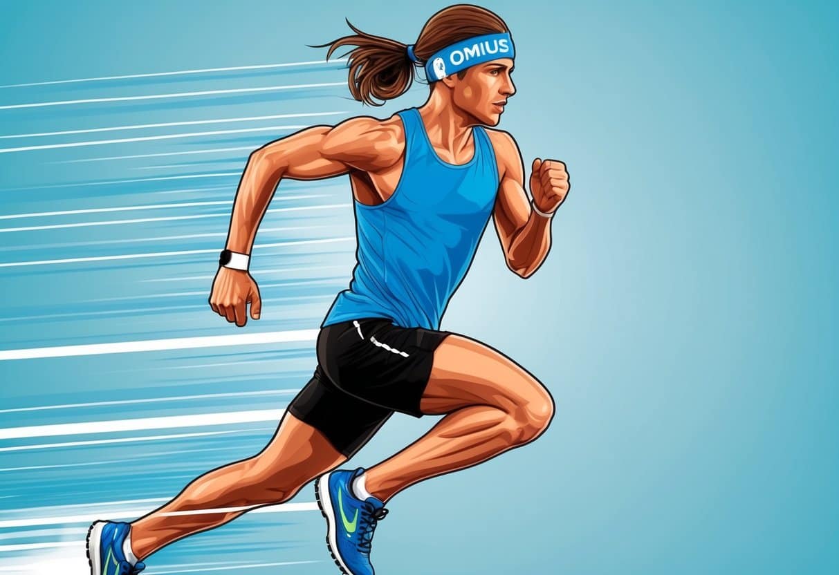 a man running with a ponytail