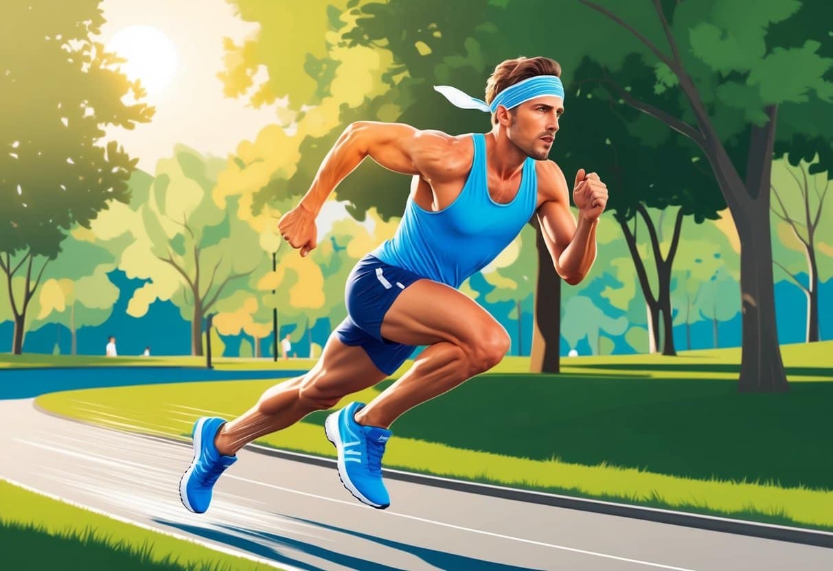 a man running on a road