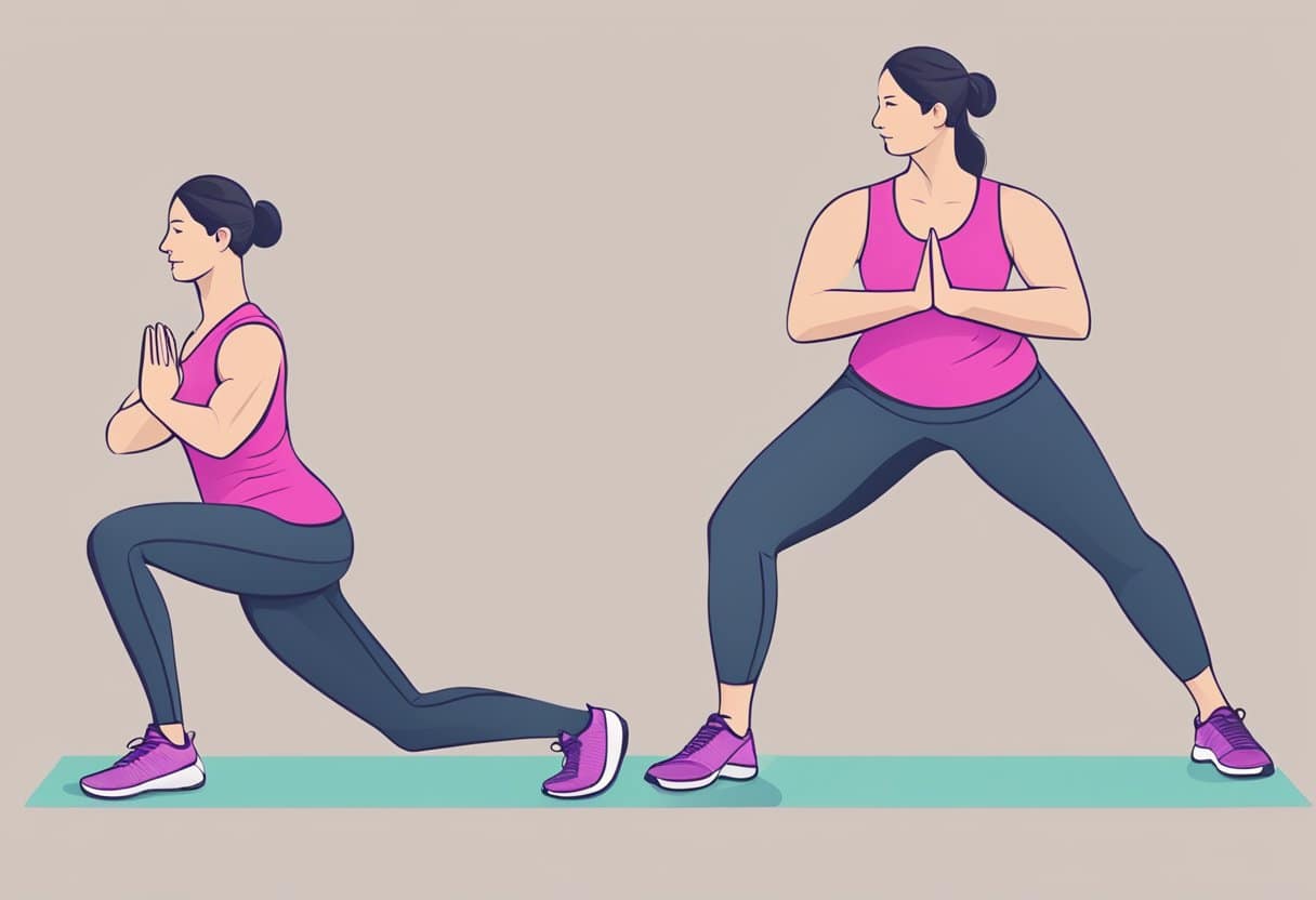 A personal trainer demonstrating low-impact exercises for managing chronic pain, such as yoga, stretching, and resistance training