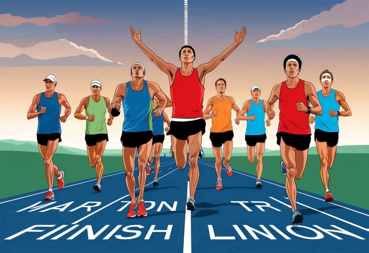Marathon runners visualize success, meditate, and focus on the finish line