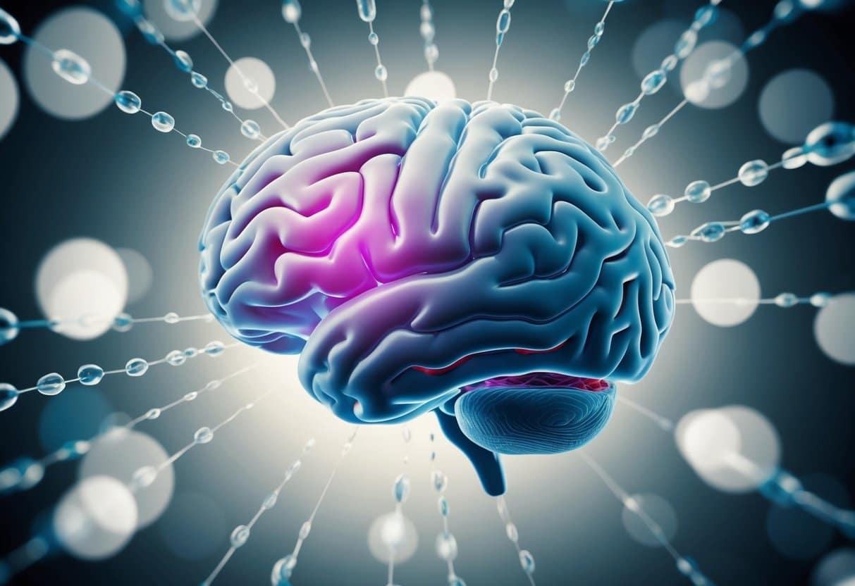 A brain surrounded by tangled insulin resistance, obesity, and dementia, with a looming midlife waistline
