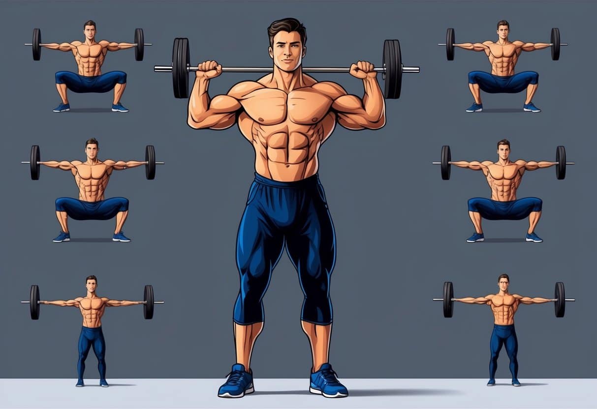 A calisthenics practitioner with a muscular upper body performs a variety of bodyweight exercises, showcasing their small legs in comparison