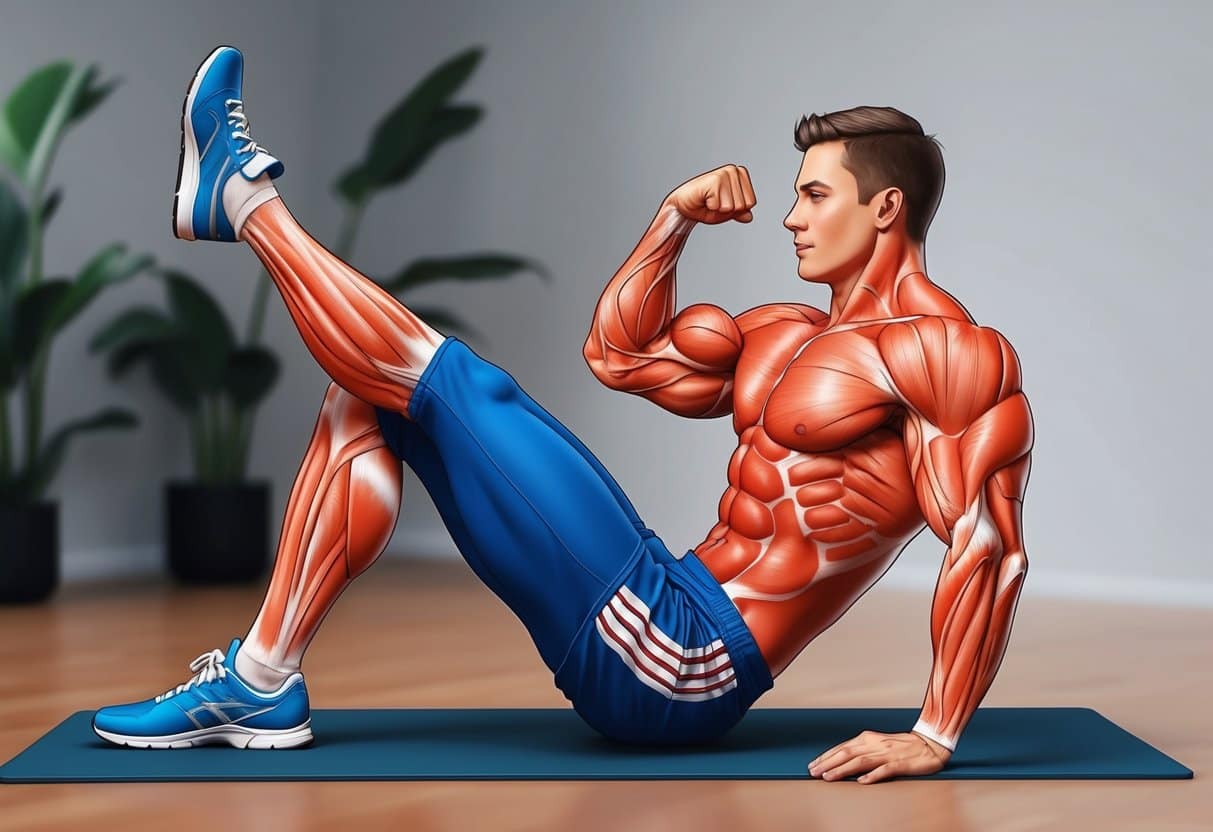 A calisthenics practitioner performing advanced leg exercises with defined leg muscles