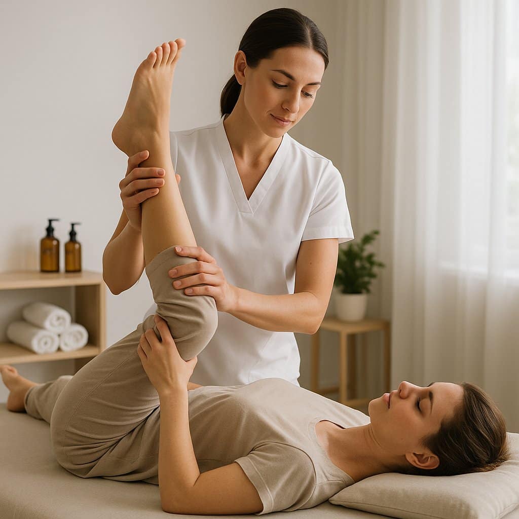 a woman getting a leg massage