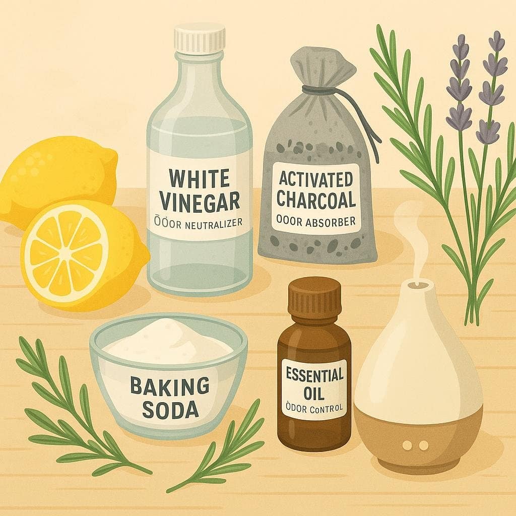 a group of bottles of baking soda and lemons