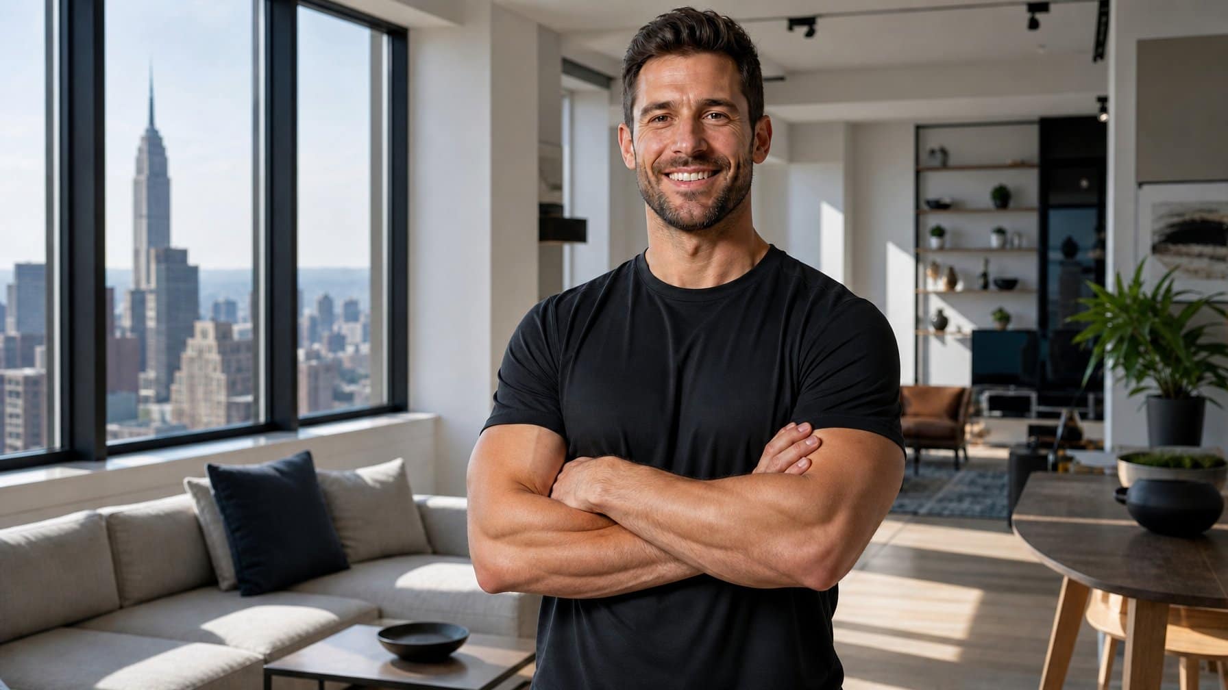 Nathaniel Oliver, founder of Type A Training, in a Manhattan apartment