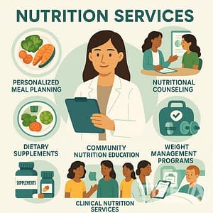 a poster of a nutrition service