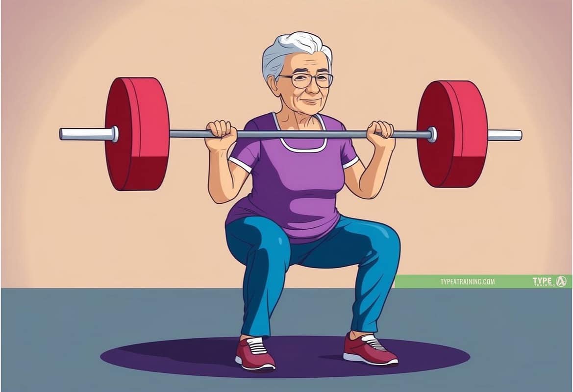 an old woman lifting a barbell
