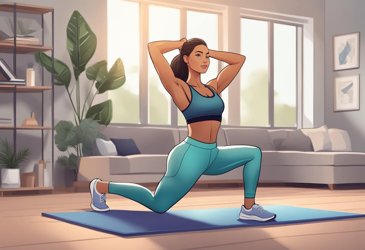 a woman doing yoga in a living room