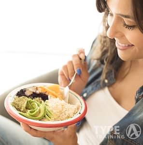 lady eating salad